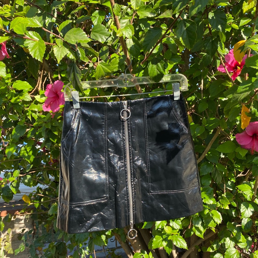Black latex skirt